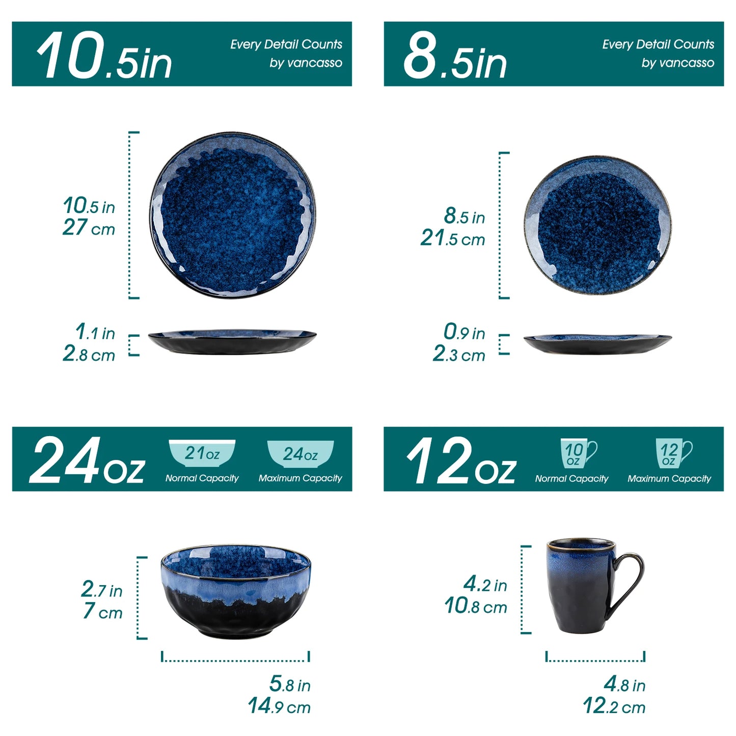 MALACASA Starry Dinnerware Set Microwave Safe Ceramic