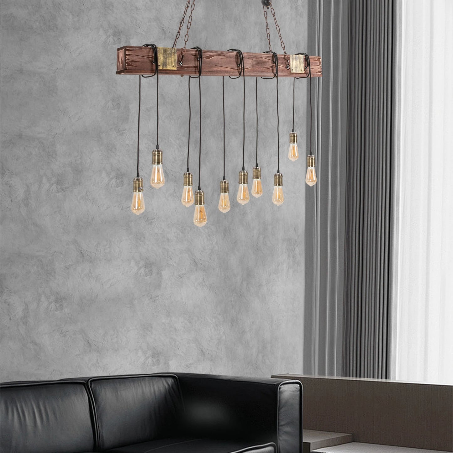 Vintage Wood Ceiling Chandelier Pendant Light E26 Base