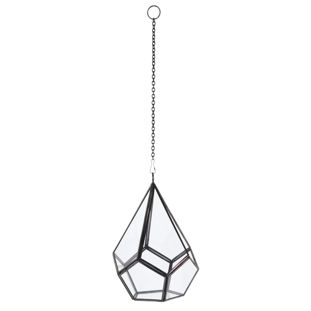 Geometric Diamond Hanging Terrarium Metal Glass Planter
