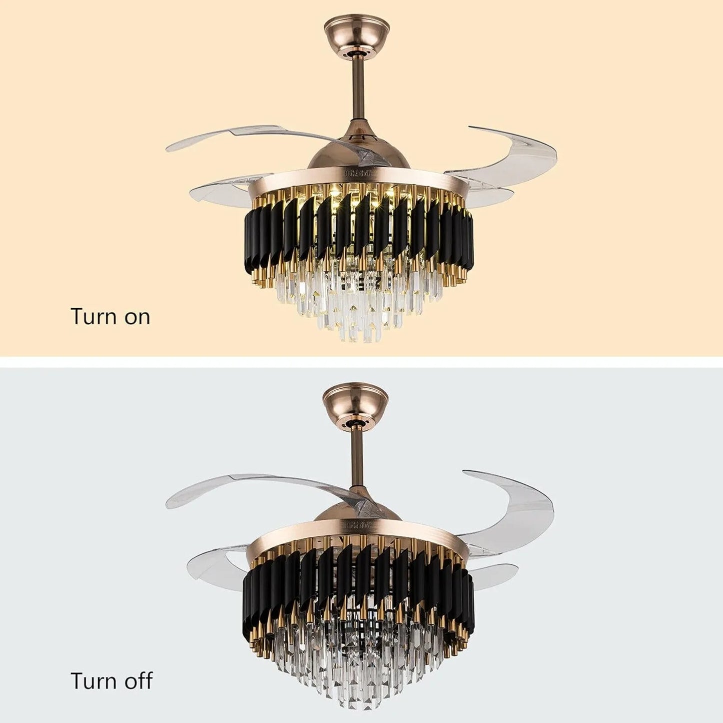 Crystal Ceiling Fan With LED Light, Remote Control