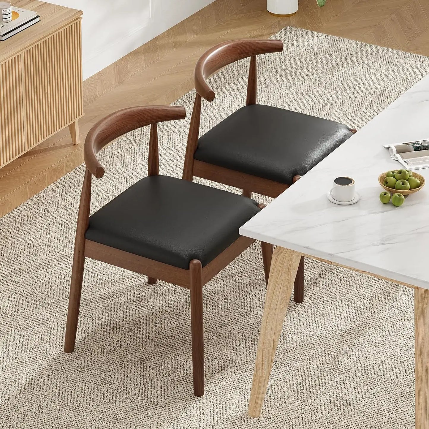 FARINI Dining Chairs Set of 2 Mid-Century Modern Solid Wood