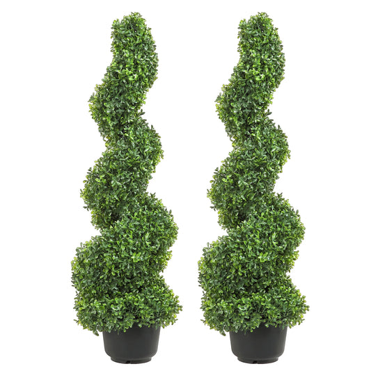 SucceBuy Artificial Boxwood Spiral Topiary Tree for Outdoor Decor