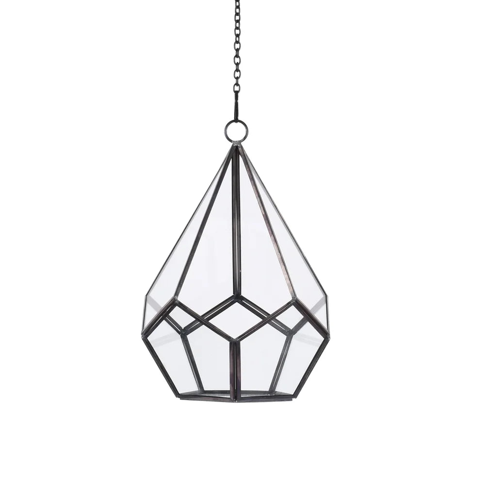 Geometric Diamond Hanging Terrarium Metal Glass Planter