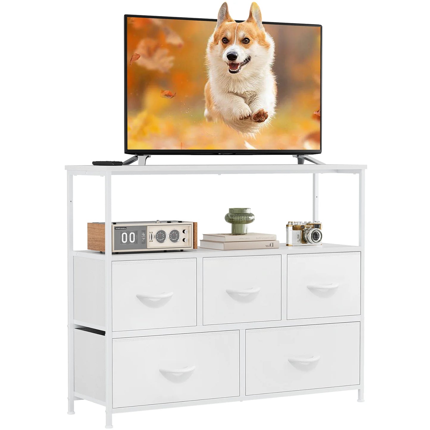 MCQ TV Stand Dresser With Five Fabric Storage Drawers