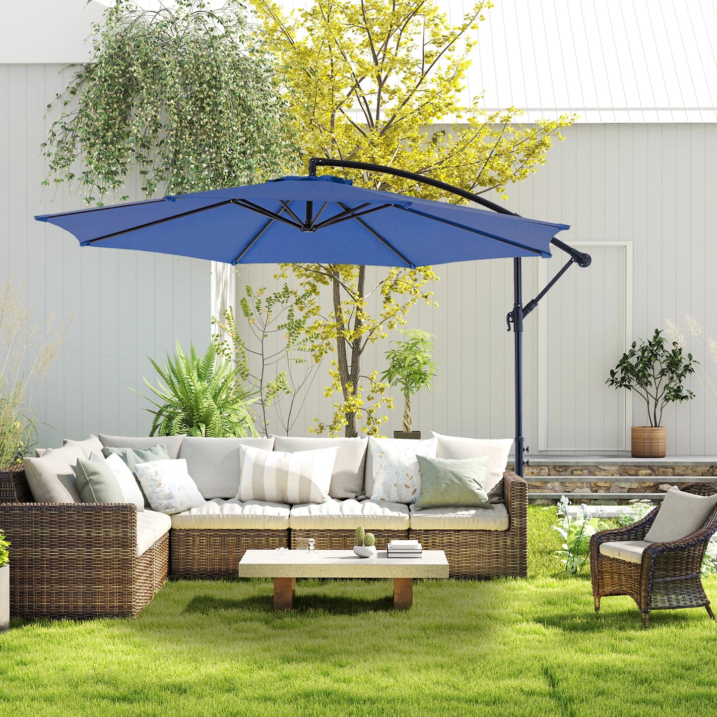 JHK Outdoor Patio Umbrella Cantilever With Easy Tilt And UV Protection