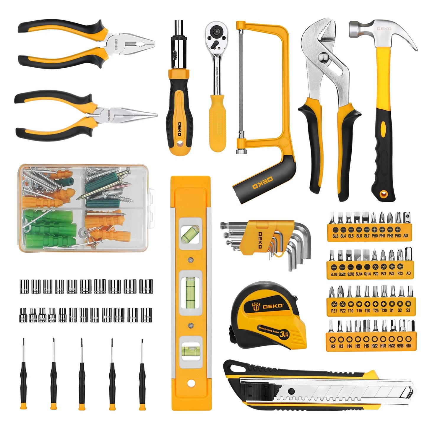 DEKOPRO 228Pcs Socket Wrench Auto Repair Tool Set With Case