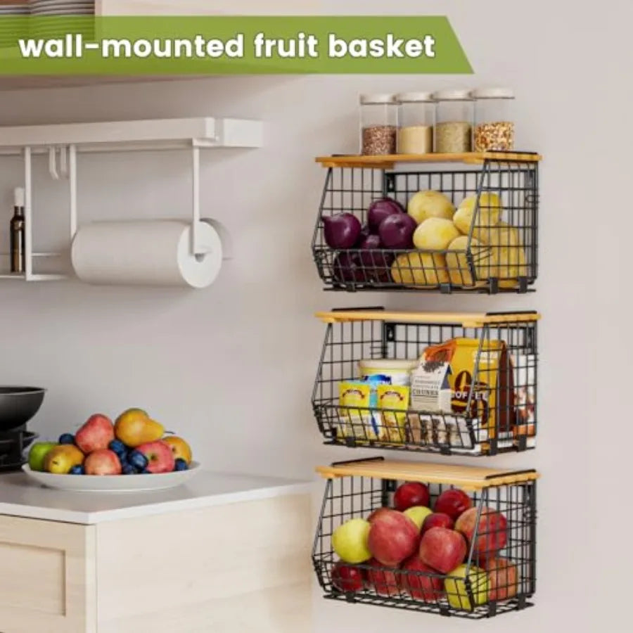 Wire Fruit Basket for Kitchen Storage: Hanging and Counter Basket for Vegetable Produce - Potato and Onion Storage for Pantry 3