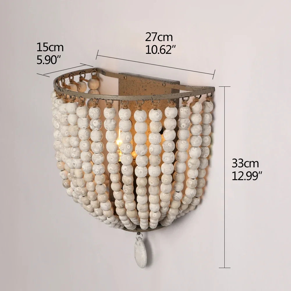 Industrial retro blue/white wooden bead bracket light E14 LOFT bedroom cafe lamp holiday Corridor Restaurant decor wall lights