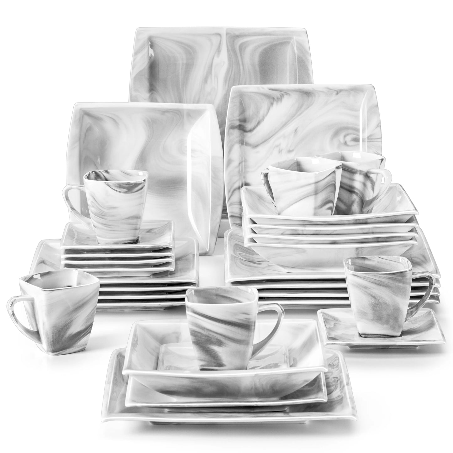 MALACASA Porcelain Dinnerware Set Service For 12 Modern Tableware