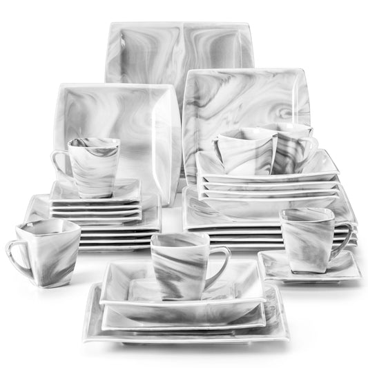 MALACASA Porcelain Dinnerware Set Service For 12 Modern Tableware