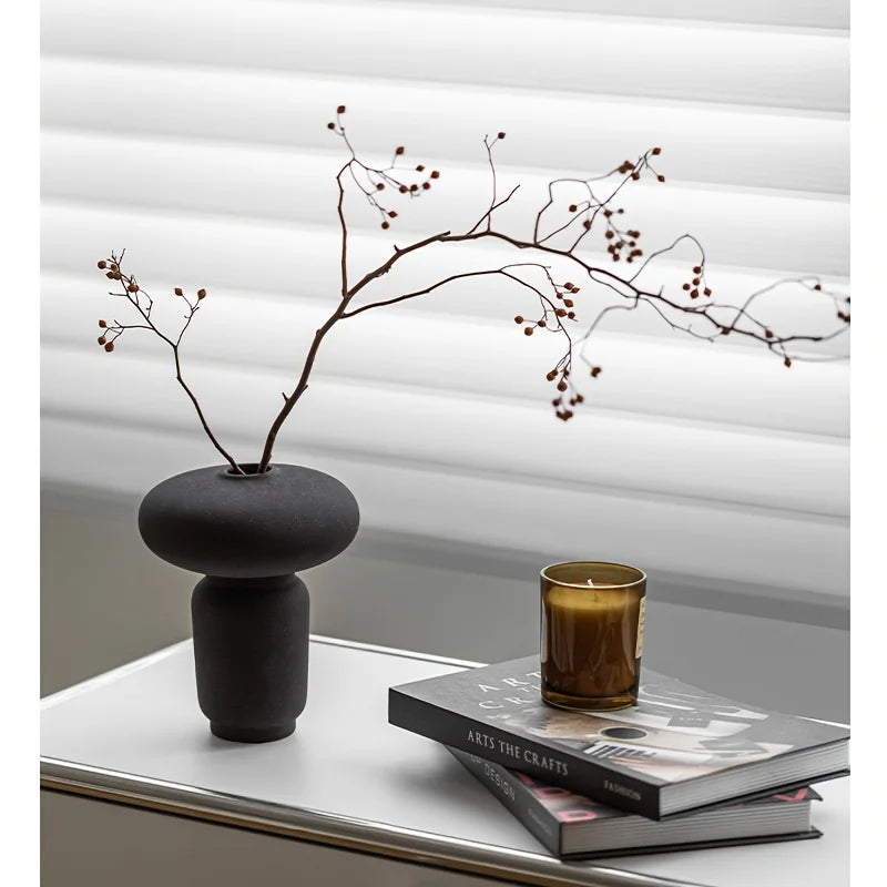 CZSAE Minimalist Ceramic Vase Wabi Sabi Unglazed Centerpiece Living Room Decor