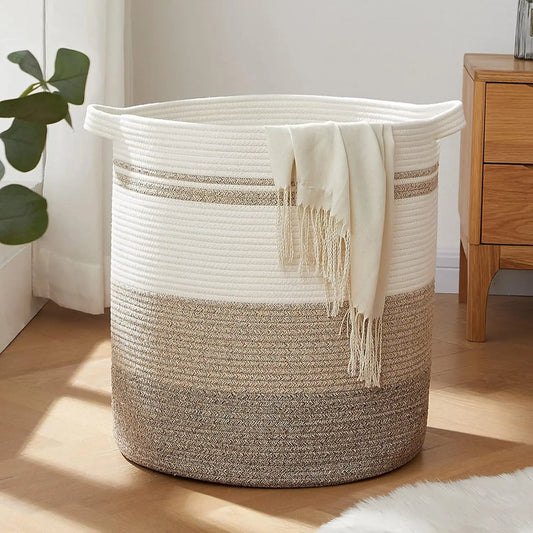 Woven Laundry Basket With Handles Collapsible Storage