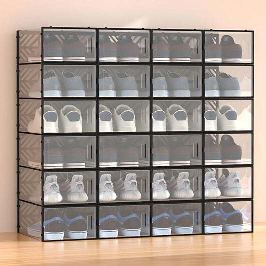 Transparent PP Plastic Shoe Storage Box Organizer Moisture Dustproof