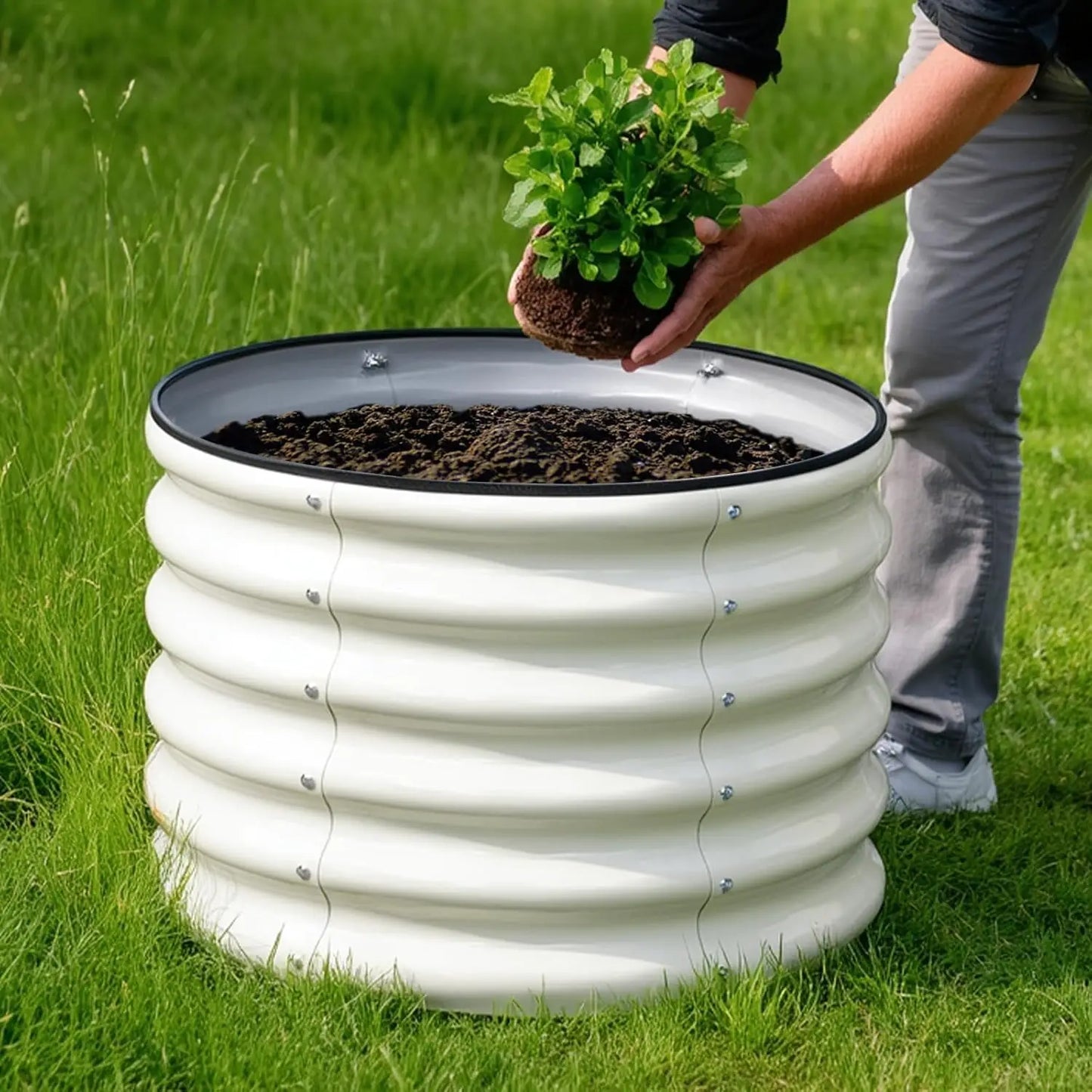 Galvanized Round Raised Garden Bed 2-Pack For Vegetables And Flowers