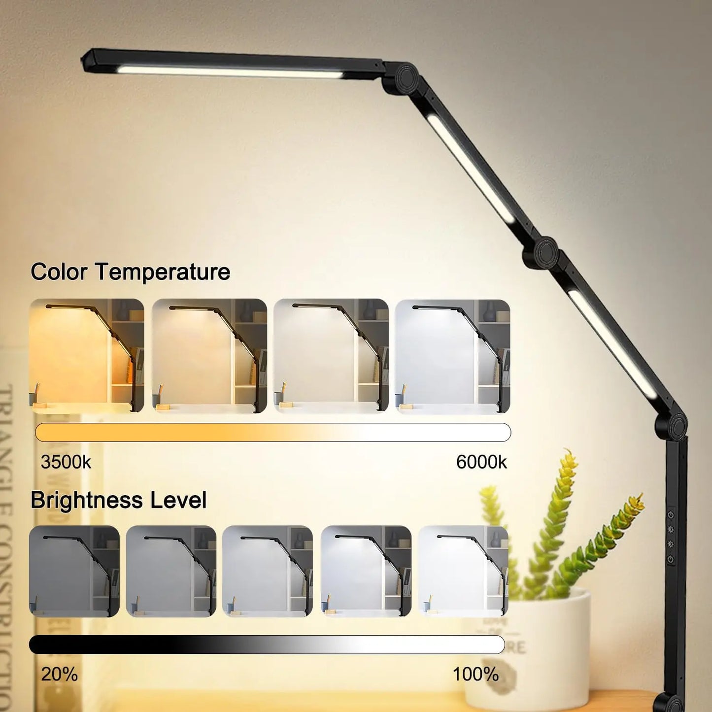 LED Desk Lamp Clamp Flexible Swing Arm With 4 Modes