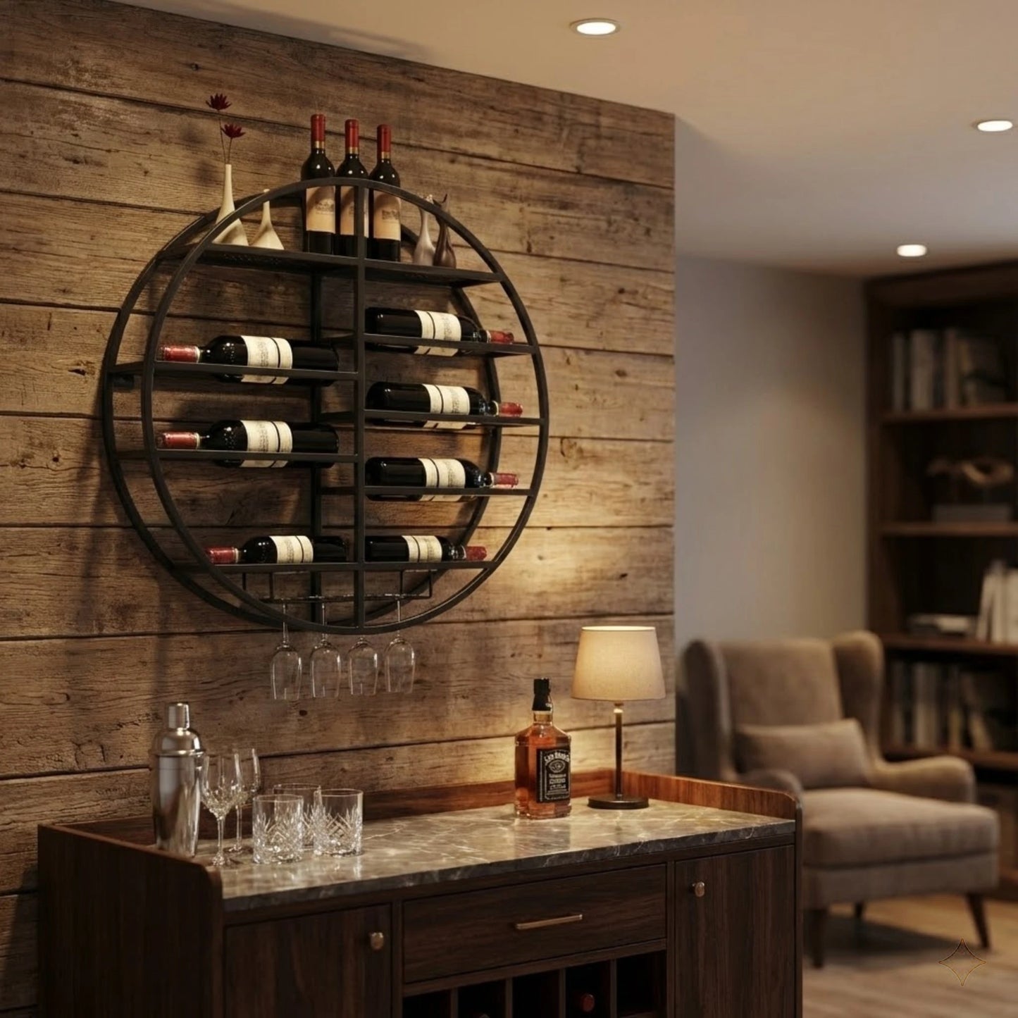 Bymaocar Wall Mounted Iron Wine Rack 7 Bottle Capacity