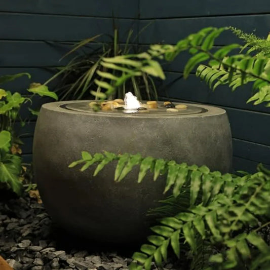 Outdoor Garden Fountain With Lights And Pump Concrete Look Patio