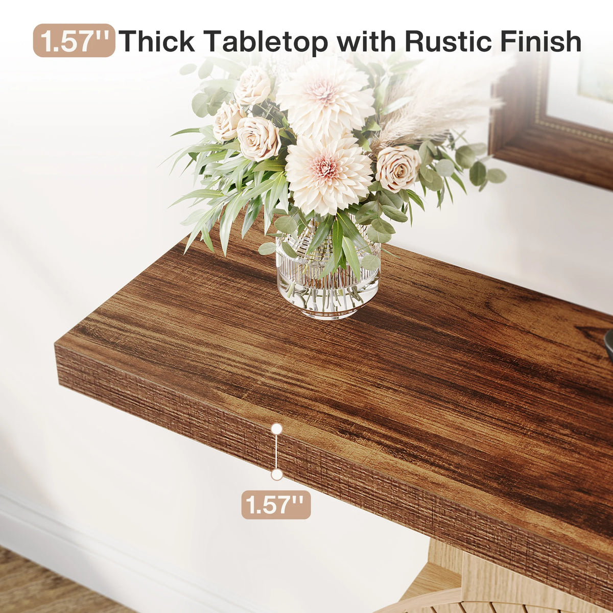 Tribesigns Modern Console Table with Storage Shelves and Rollers