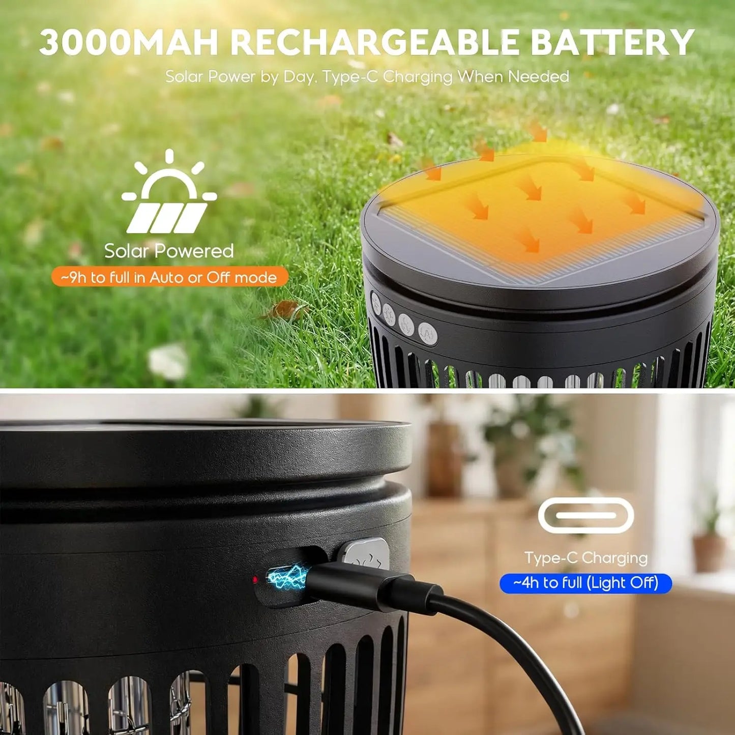 Solar Bug Zapper Outdoor 4200V Three In One Mosquito Zapper