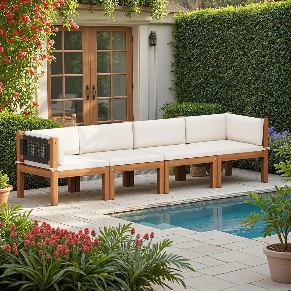 LISM Patio Sectional Furniture Set Outdoor Sofas With Coffee Table