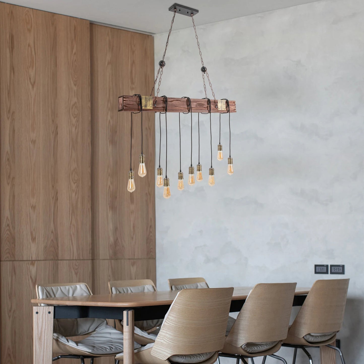Vintage Wood Ceiling Chandelier Pendant Light E26 Base