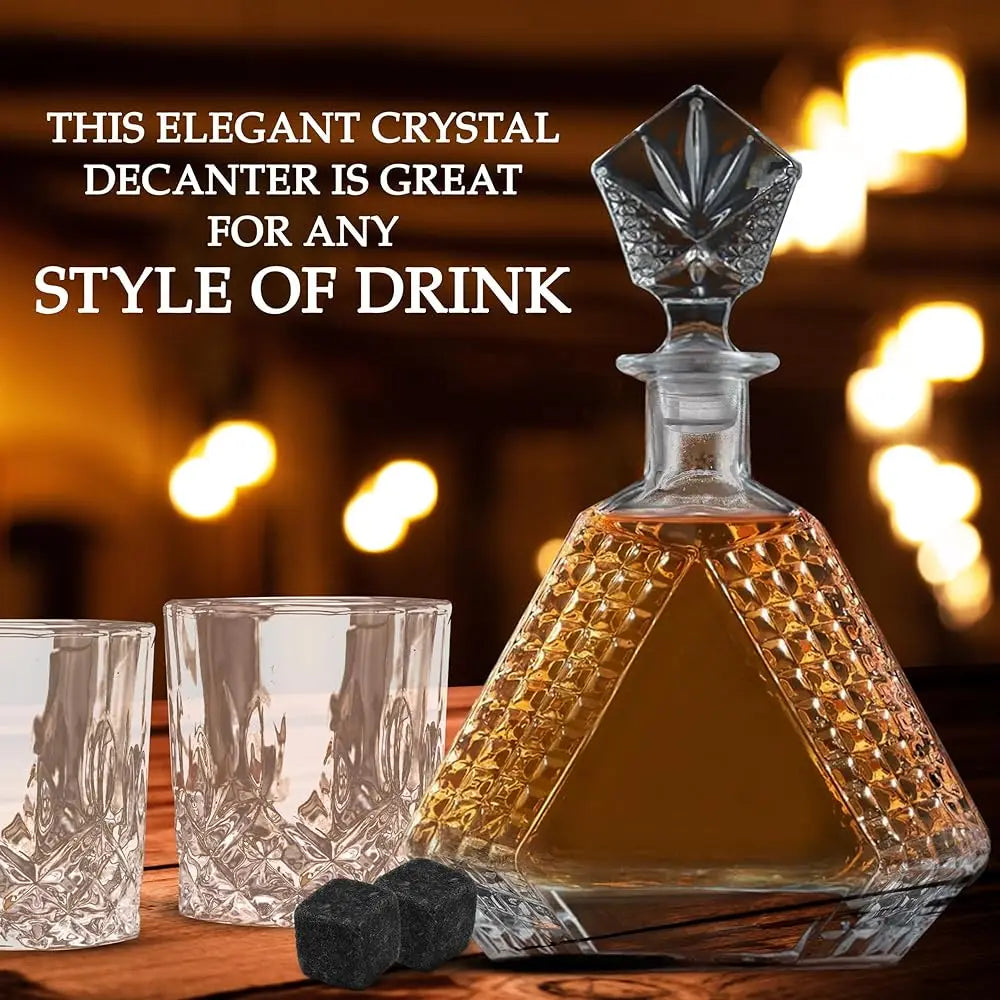 ZUIDID Pyramid Whiskey Decanter Set With Four Glasses