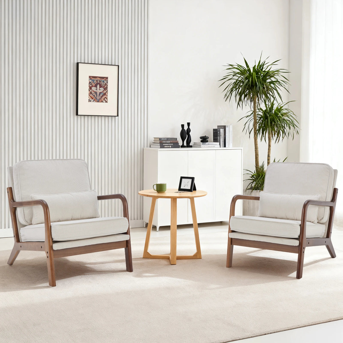 MCQ Mid-century Wooden Ergonomic Office Chair Wood Frame Soft Cushion Lumbar Support High Backrest Heavy Capacity For Office