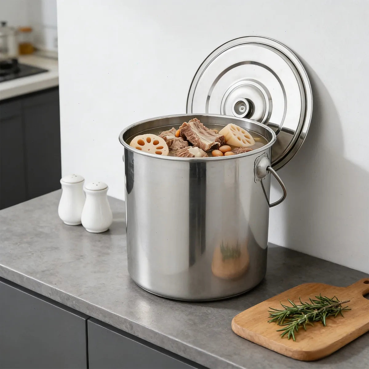Bymaocar Stainless Steel Milk Can With Lid 304 Rustproof Storage
