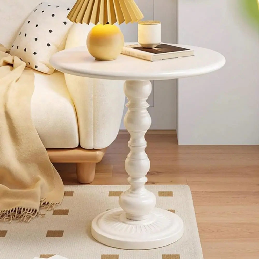 ZhdnBhnos Round Side Table, Modern Metal Pedestal Table Corner Accent Tables Fluted Circle Decorative Drink Martini Ta-Ble For