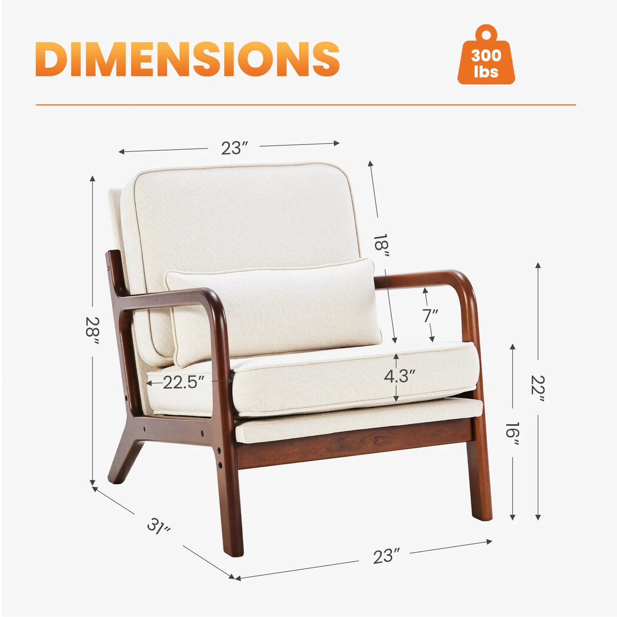 MCQ Mid-century Wooden Ergonomic Office Chair Wood Frame Soft Cushion Lumbar Support High Backrest Heavy Capacity For Office