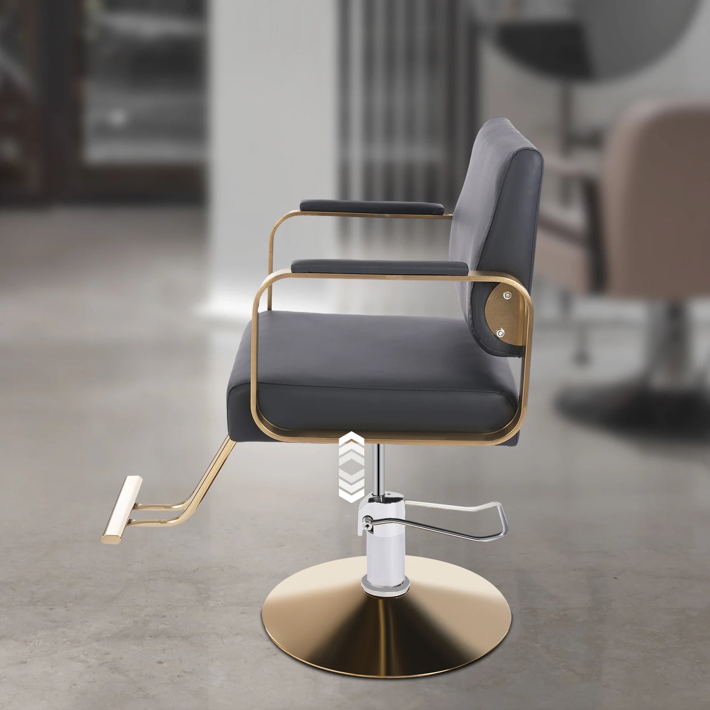 Professional Reclining Chair w/Footrest Hydraulic Barber Chair, 440lbs Adjustable Salon Beauty Spa Hair Styling Chair 360 Degree Swivel Height for Hair Salons (Black Gold)
