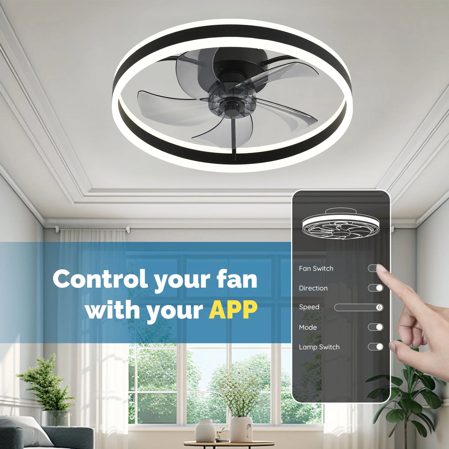 Orison Ceiling Fan With Remote Control Flush Mount LED Dimmable Indoor