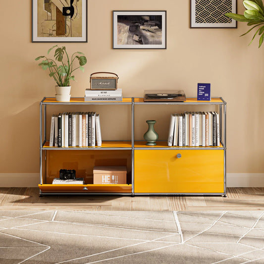 Modern Modular Metal Storage Cabinet Freestanding Sideboard Display Organizer For Living Room Bedroom Entryway Home Furniture