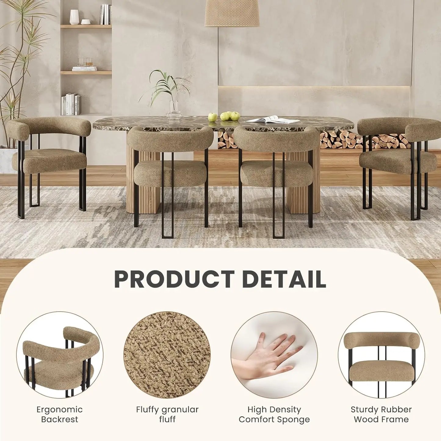 FARINI Bouclé Dining Arm Chairs Set of 2