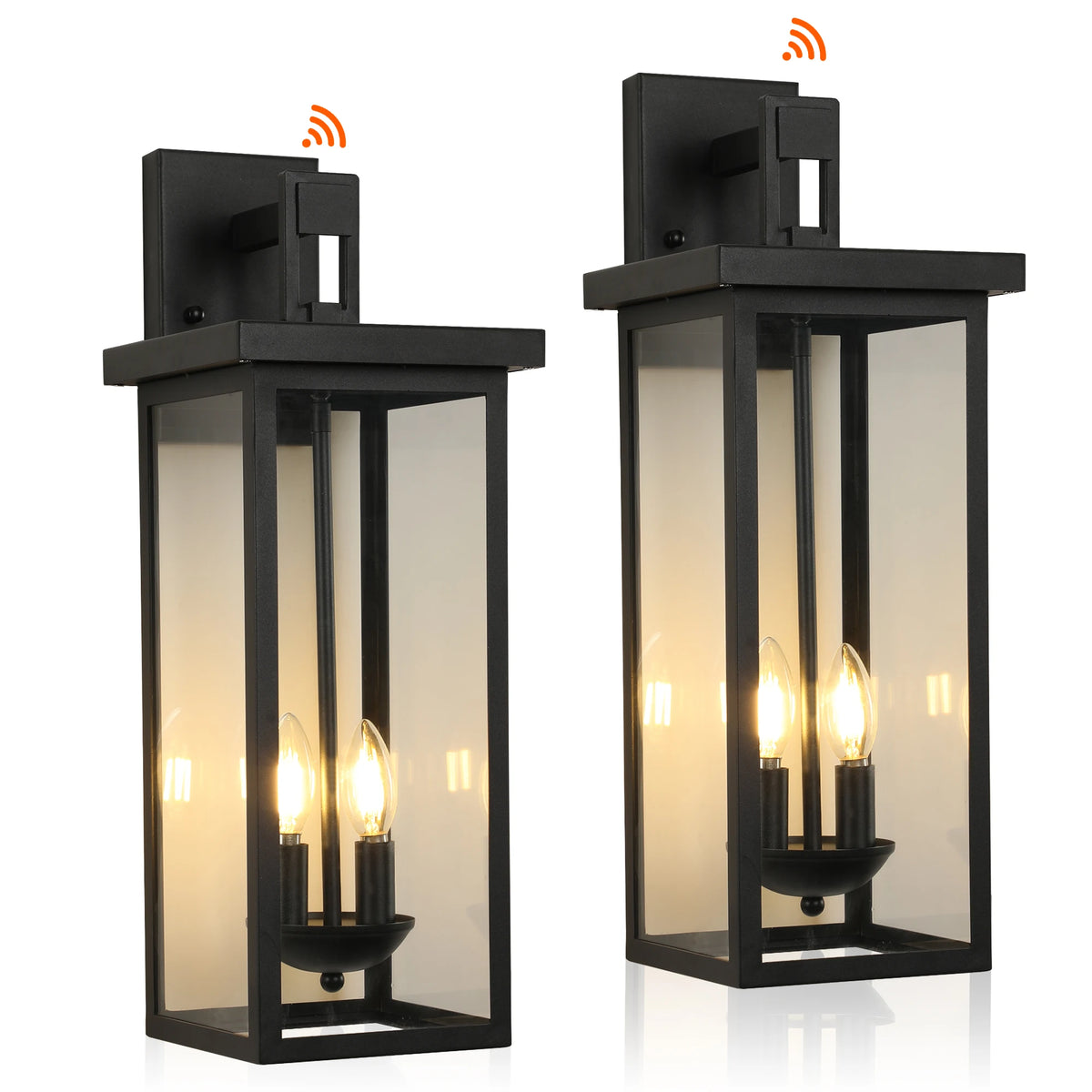 ARLGSITE Outdoor Wall Lantern With Dusk To Dawn Sensor And Glass Panels
