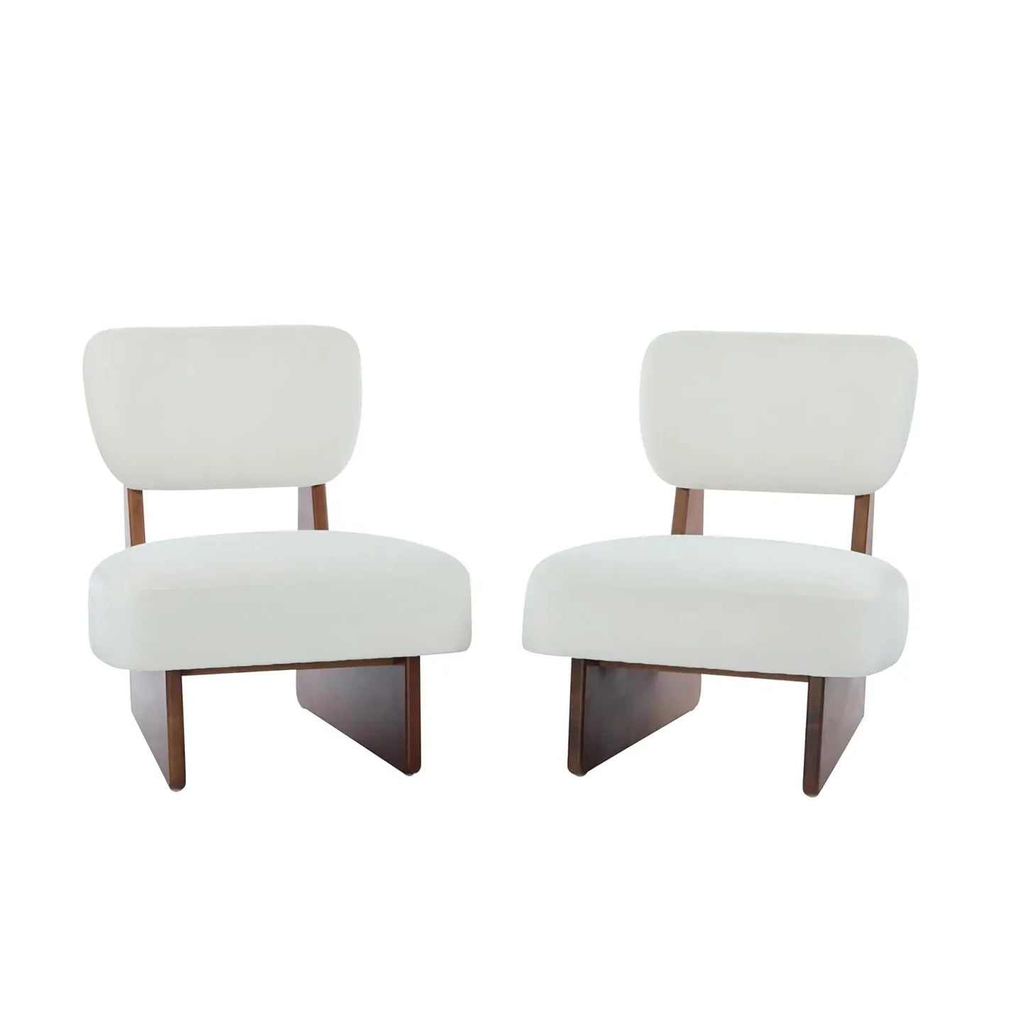 Low Profile Accent Chair Set Of 2 Modern Armless Fabric Lounge Chairs