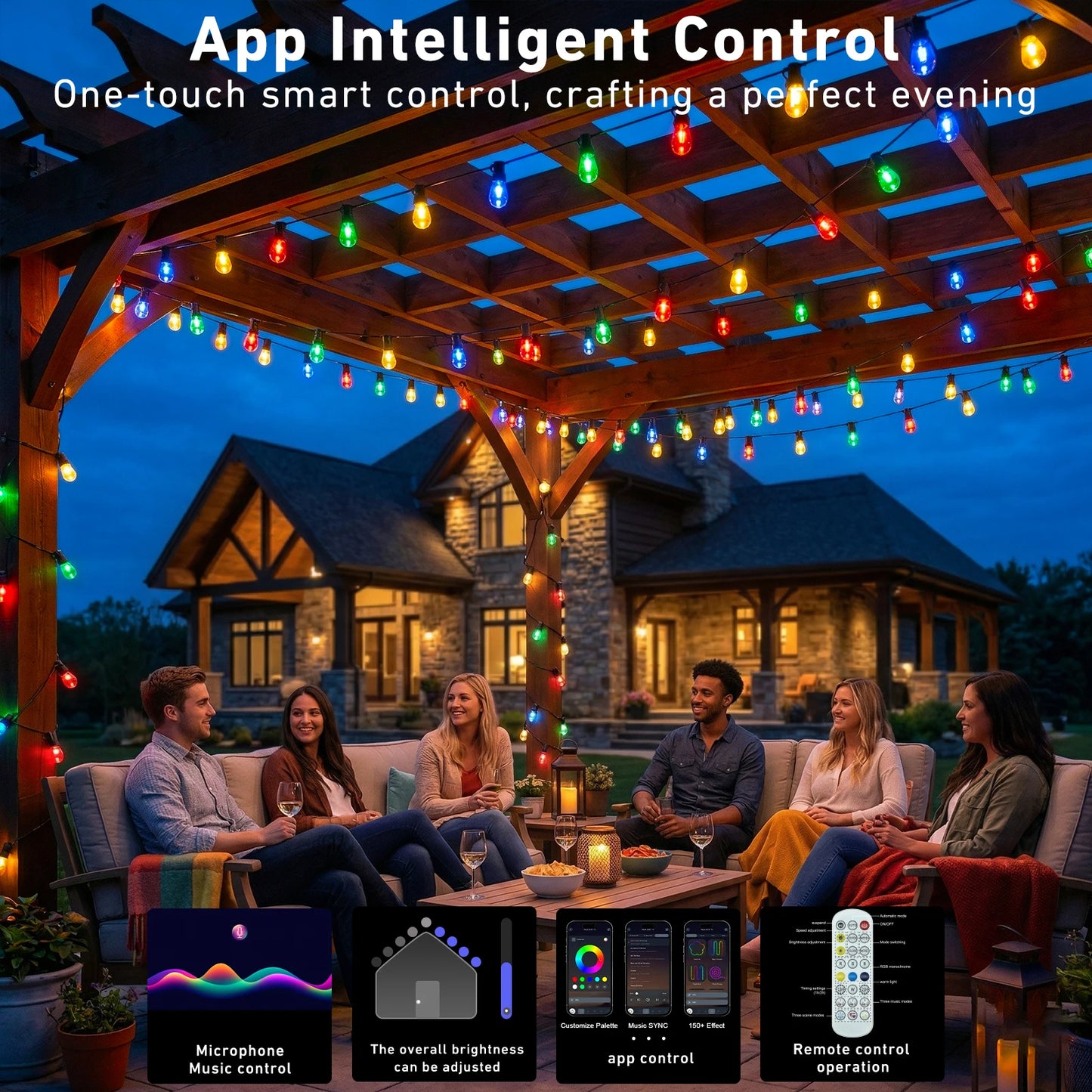 Outdoor DreamColor RGB IC String Lights IP67 Waterproof Dimmable App