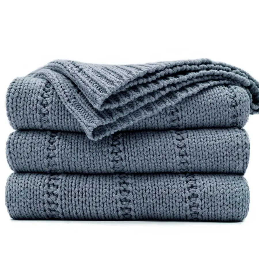 Cable Knit Throw Blanket Soft Cozy Decorative for Sofa Bed