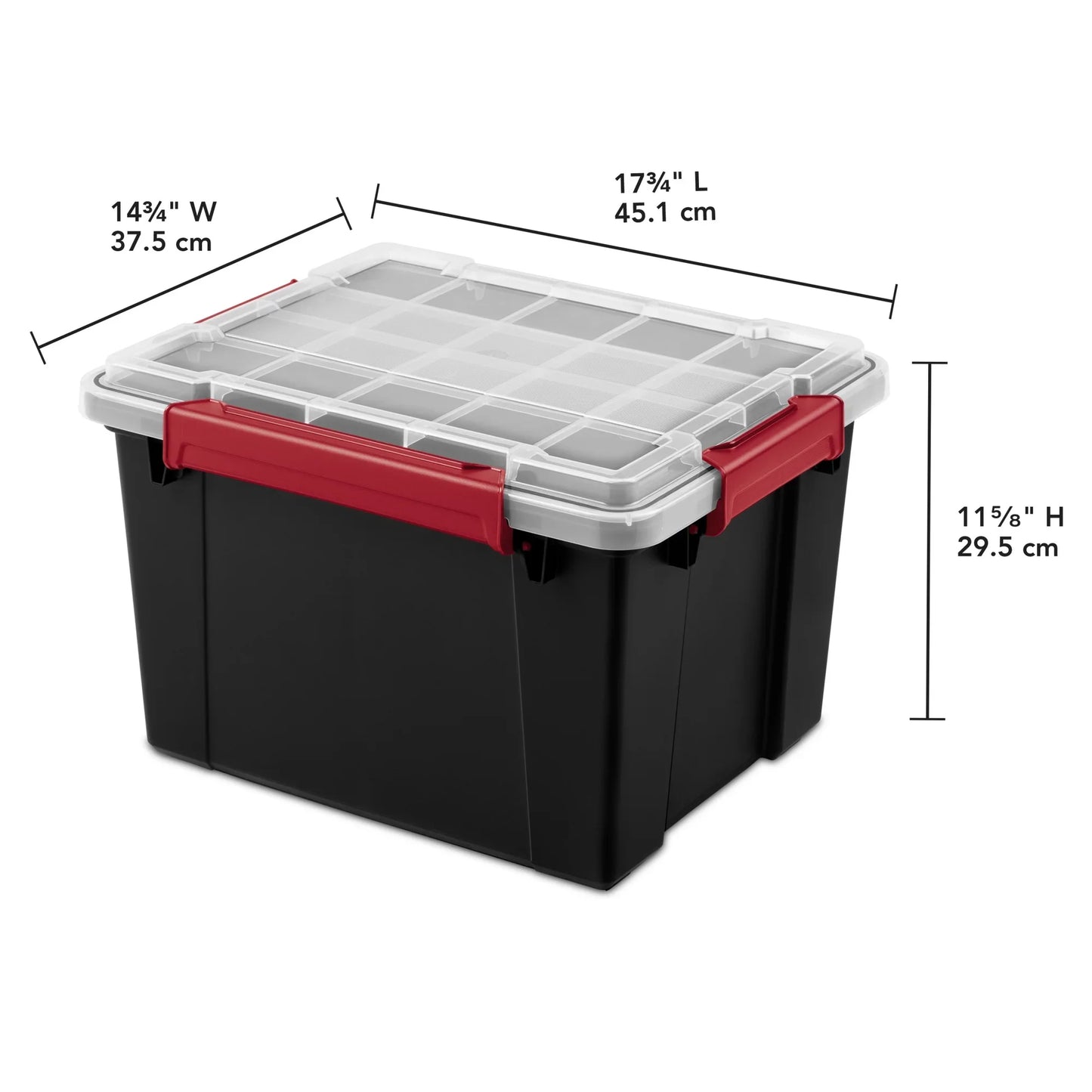 8.5 Gallon Waterproof Plastic Storage Bin with Lid, Gasket Seal & Durable Latches, Black Tote for Home, Garage, Outdoor Storage