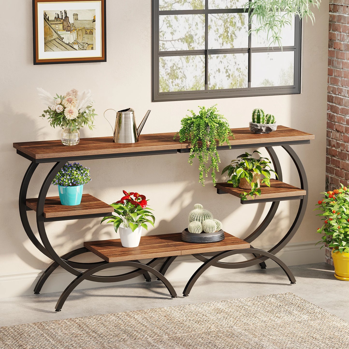 Tribesigns C Shaped End Table With Storage Shelves