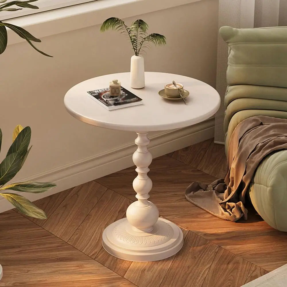 ZhdnBhnos Round Side Table, Modern Metal Pedestal Table Corner Accent Tables Fluted Circle Decorative Drink Martini Ta-Ble For