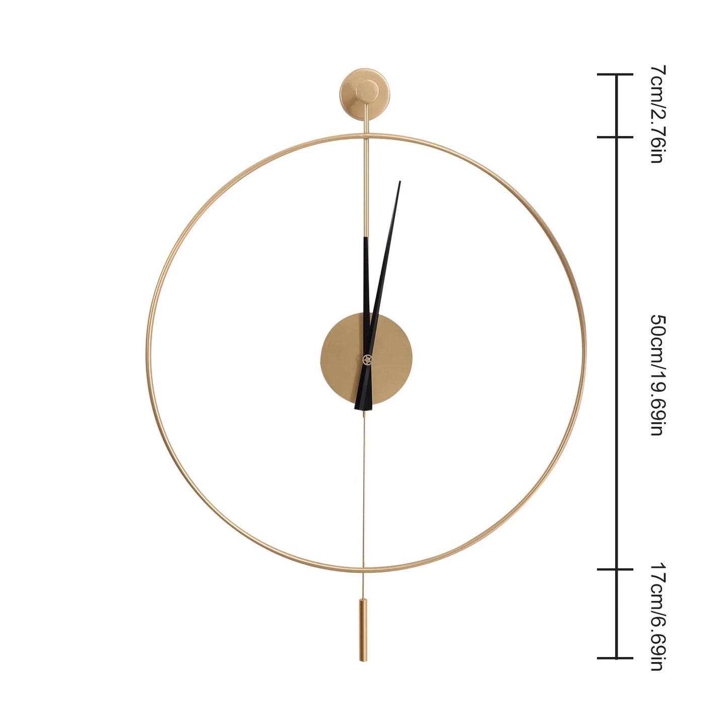 Decorative Silent Metal Wall Chronometer Large Traditional Non-Ticking Timepiece  with Pendulum for Living Room Bedroom Office