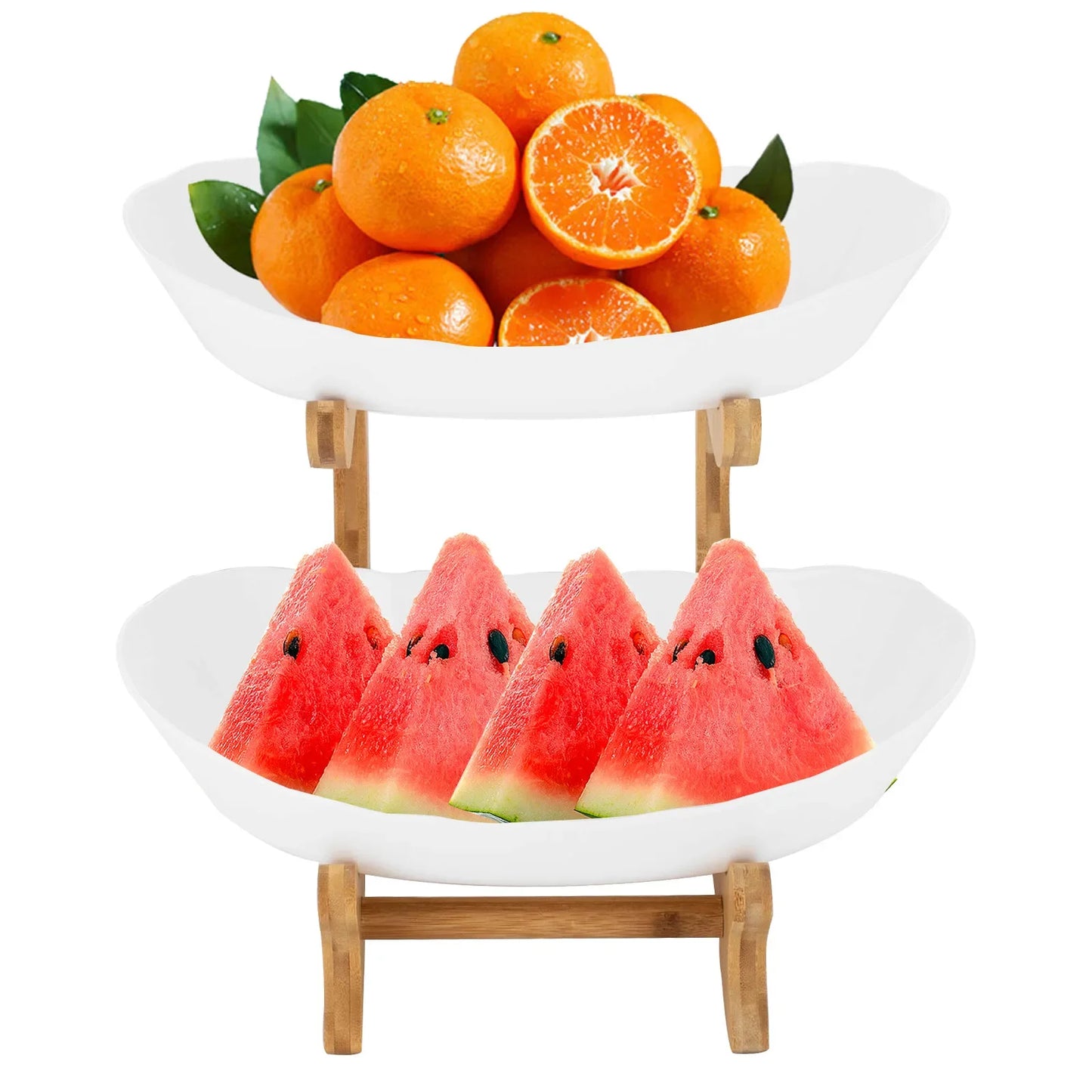 Two Tier Fruit Bowl Stand And Serving Tray