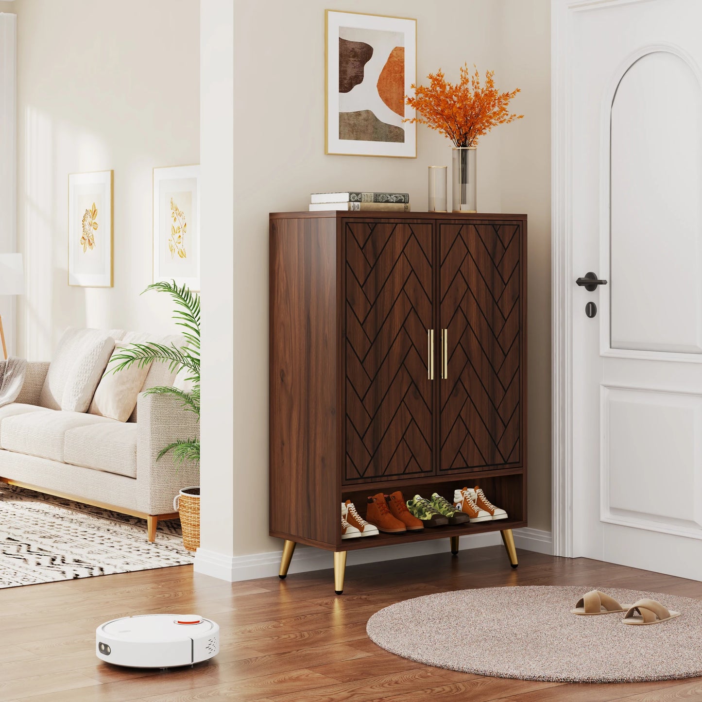 Tribesigns 6-Tier Shoe Cabinet With Doors And Adjustable Shelves