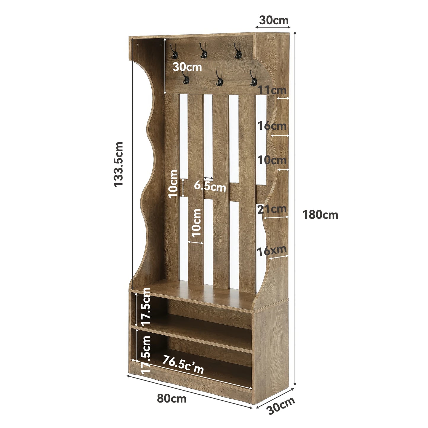 Tribesigns 3-In-1 Coat Rack with Shoe Bench, 70.9" Tall Hall Tree with 7 Hooks, Farmhouse Entryway Coat Rack with 2 Tier Shoe Storage for Entryway, Living Room, Bedroom, Brown