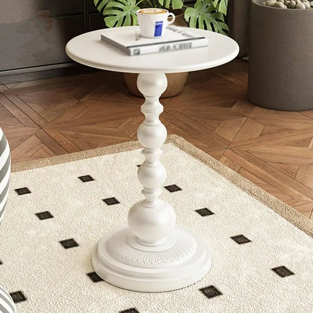 ZhdnBhnos Round Side Table, Modern Metal Pedestal Table Corner Accent Tables Fluted Circle Decorative Drink Martini Ta-Ble For