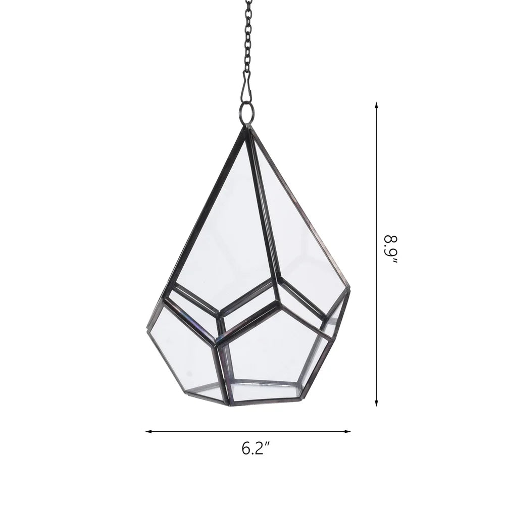 Geometric Diamond Hanging Terrarium Metal Glass Planter