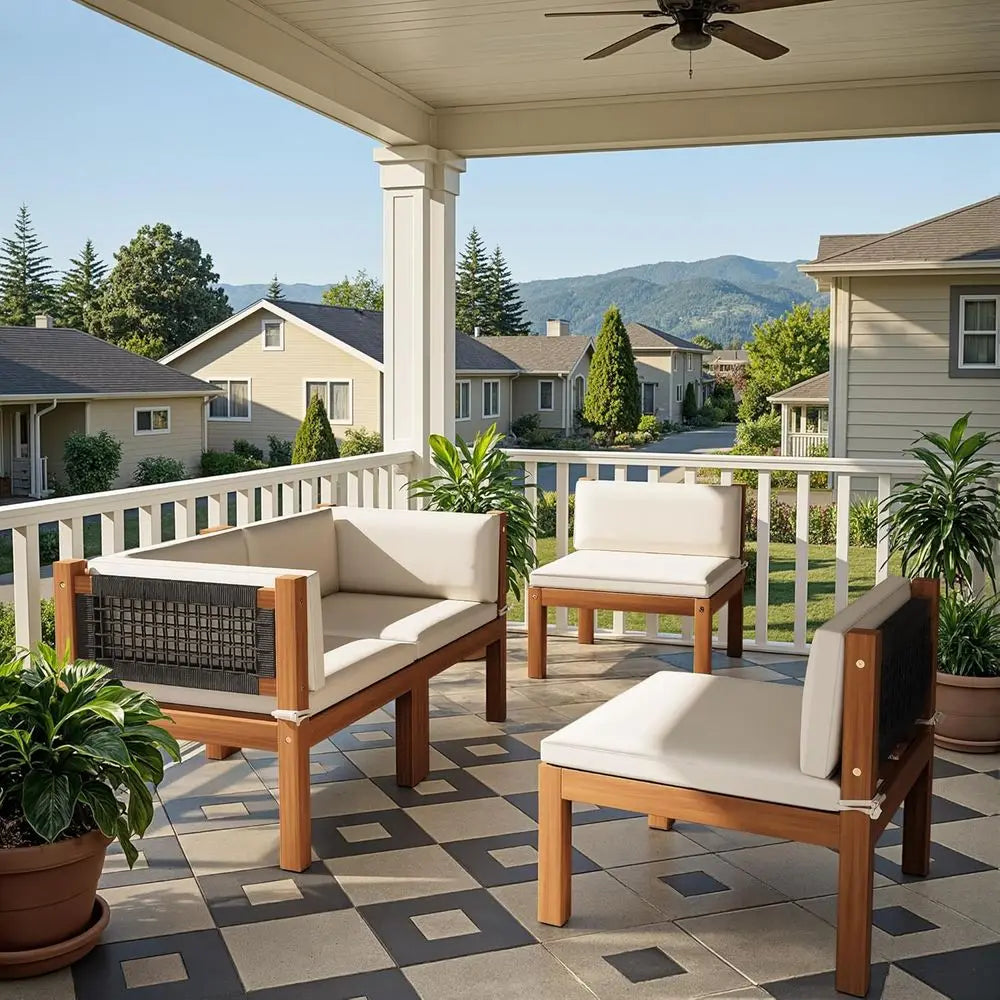 LISM Patio Sectional Furniture Set Outdoor Sofas With Coffee Table