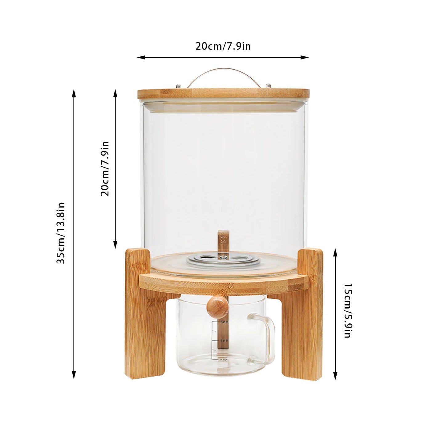 Capacity Airtight Glass Dry Food Storage Container Bamboo Lid