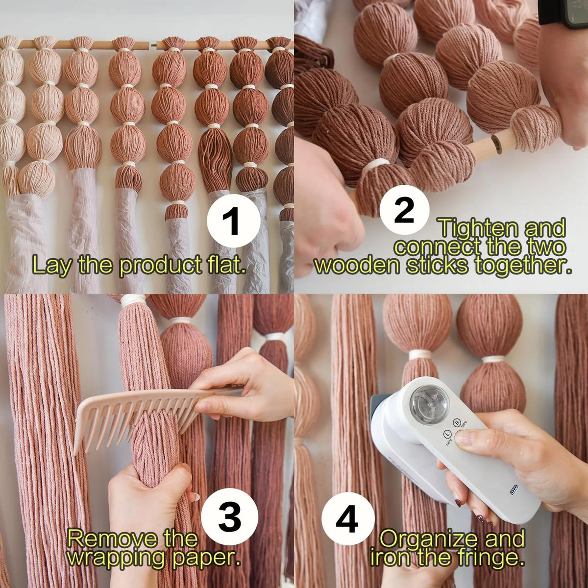 39"W x 39"L Spherical Fiber Yarn Wall Hanging, Modern Farmhouse Boho Neutral Wall Decor for Entryway Bedroom Living Room Office